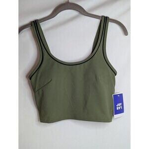 JoyLab Women's Tipped Cropped Longline Sports Bra Olive Green Size Small